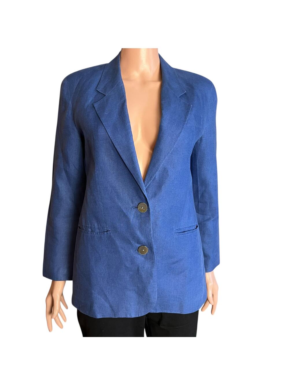 Talbots Women’s Slate Blue 100% Irish Linen Blazer 2 Petite Summer Travel Work